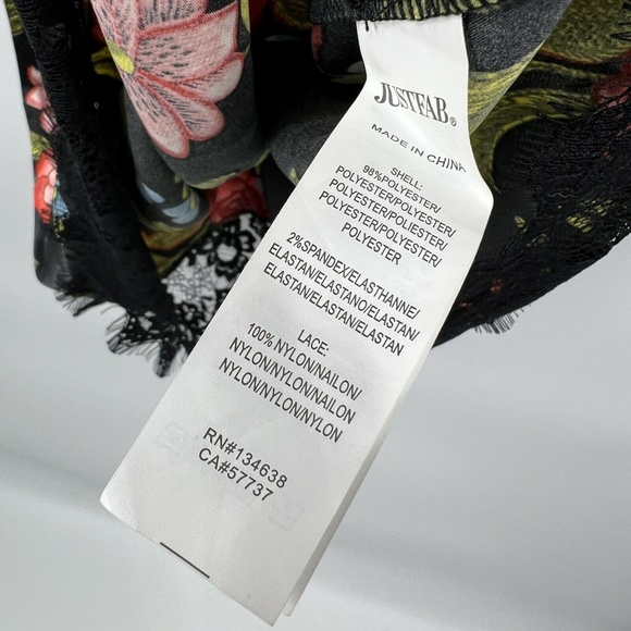 JustFab Slip Dress Satin Floral Lace Trim - Picture 7 of 11